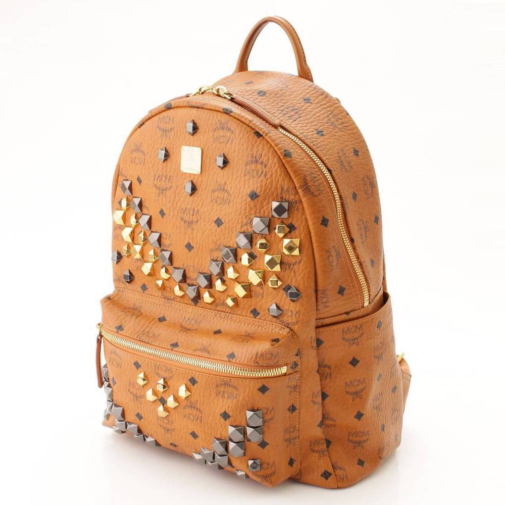 Mcm Studded Brown Logogram Backpack Rucksack - image 2